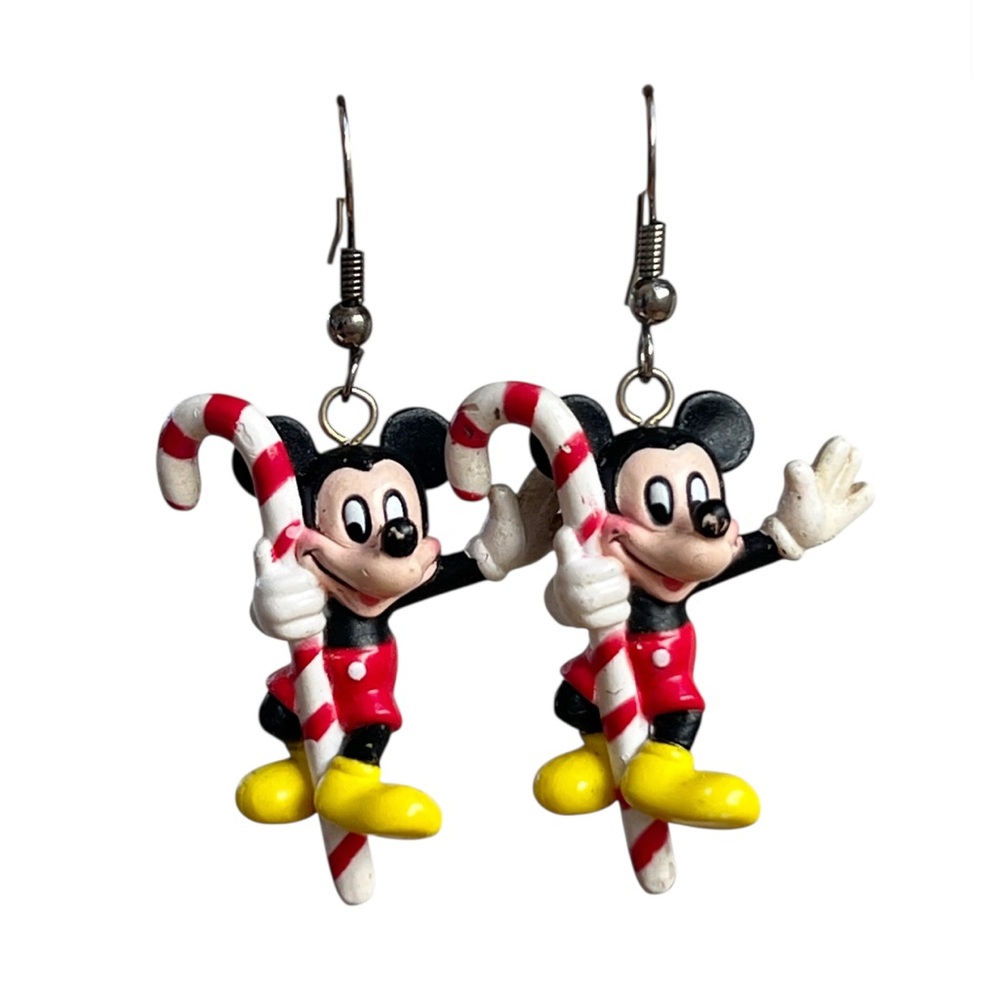 Disney Mickey Mouse Candy Cane Earrings - Red, Black, Yellow